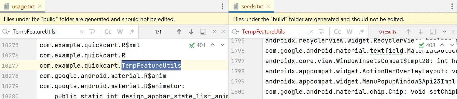 seeds and usage file without keep rule for TempFeatureUtils class